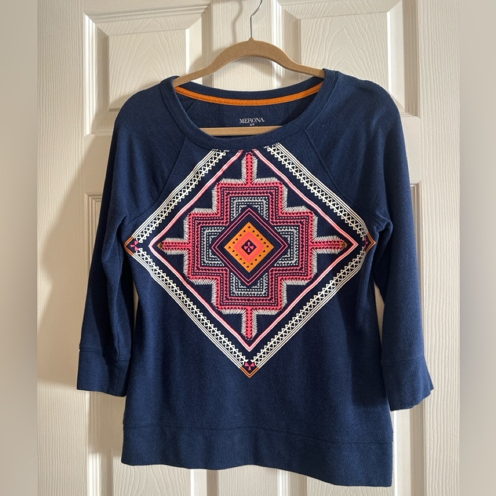 Merona 3/4 Sleeve Fleece Pullover Sweatshirt, LIKE NEW